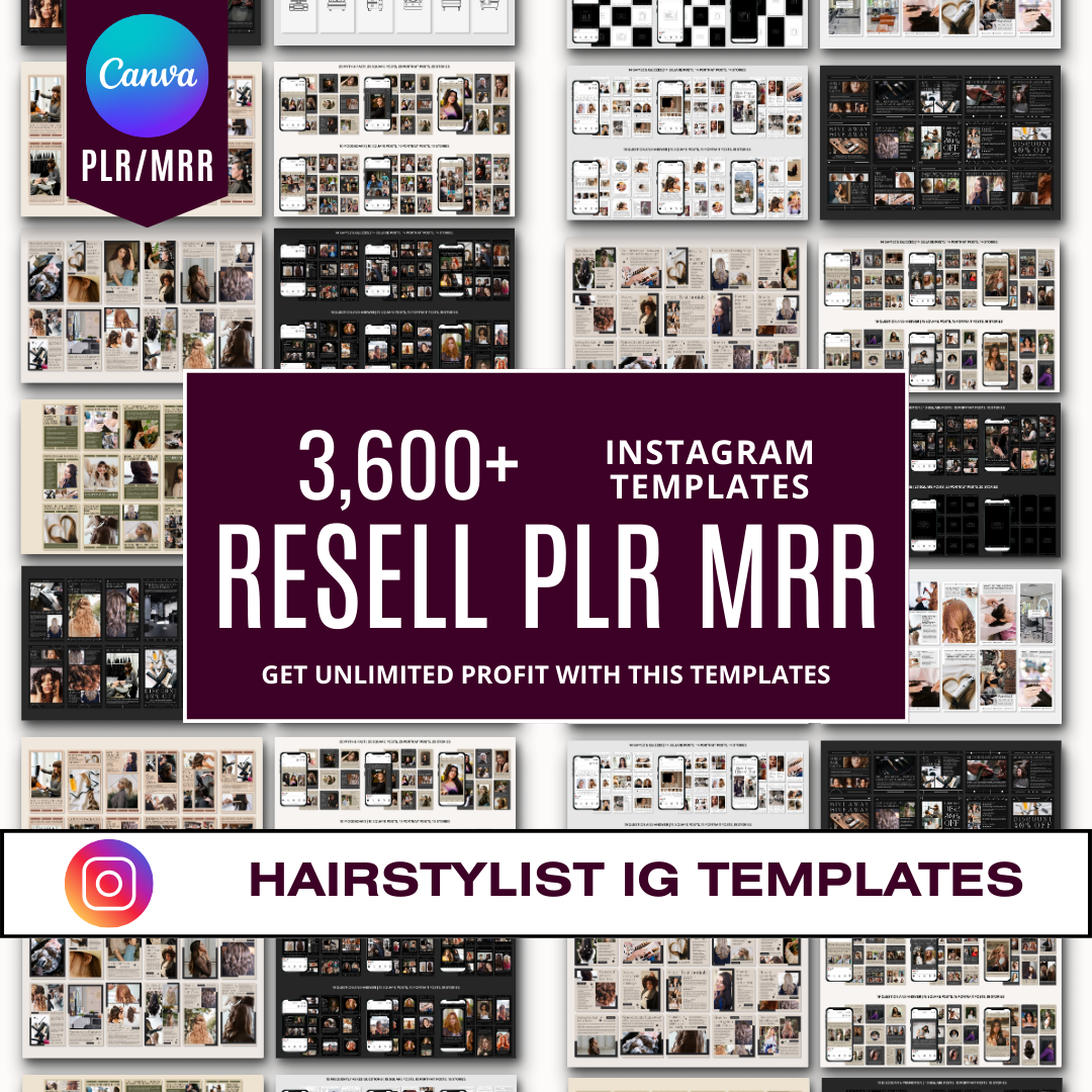 3600+ Hairstylist Instagram Templates (PLR/MRR)