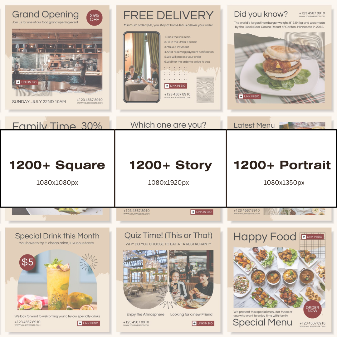 3600+ Restaurant Instagram Templates (PLR/MRR)