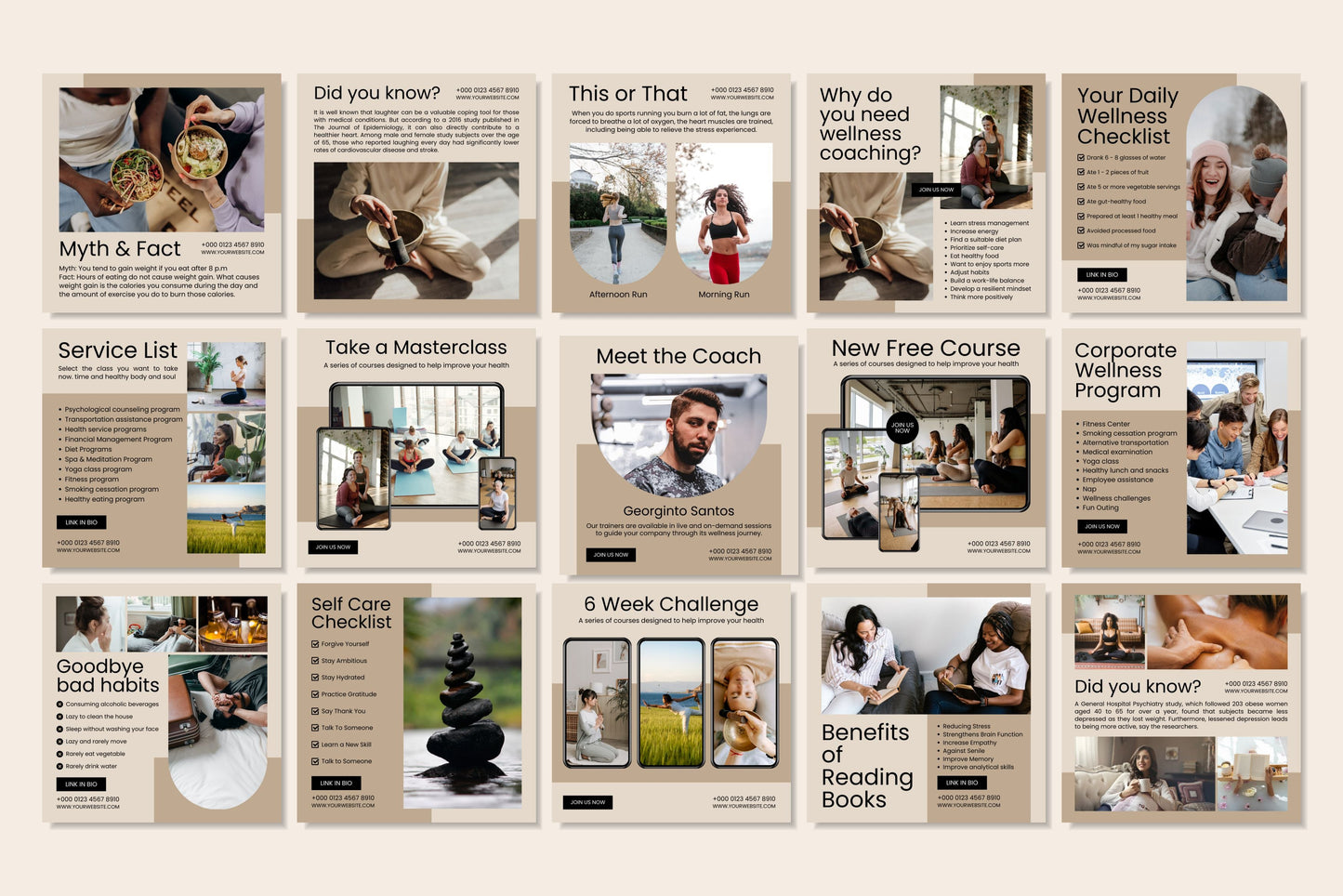 120+ Wellness Instagram Templates - Vol. 1