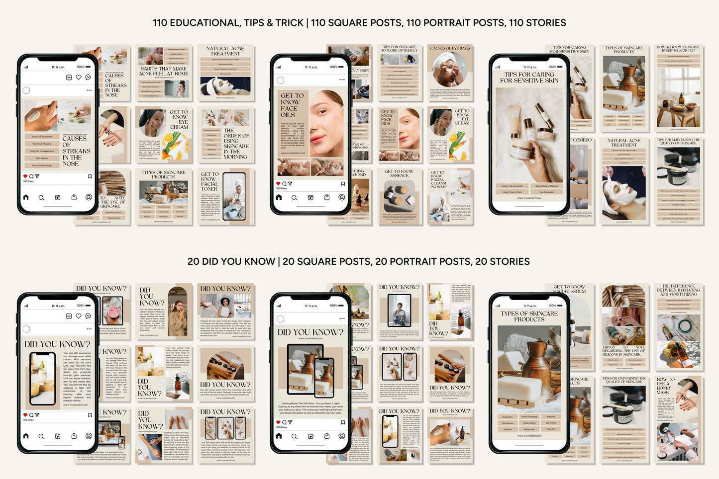 1200+ Skincare Instagram Templates - Vol. 8