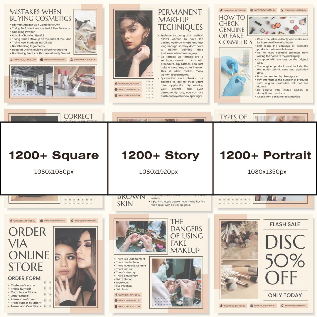 3600+ Makeup Instagram Templates (PLR/MRR)