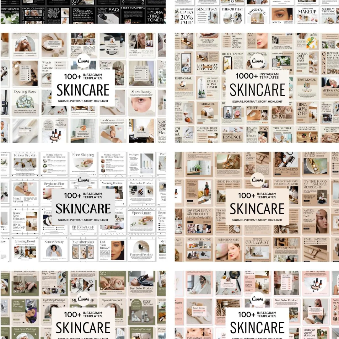 3600+ Skincare Instagram Templates (PLR/MRR)