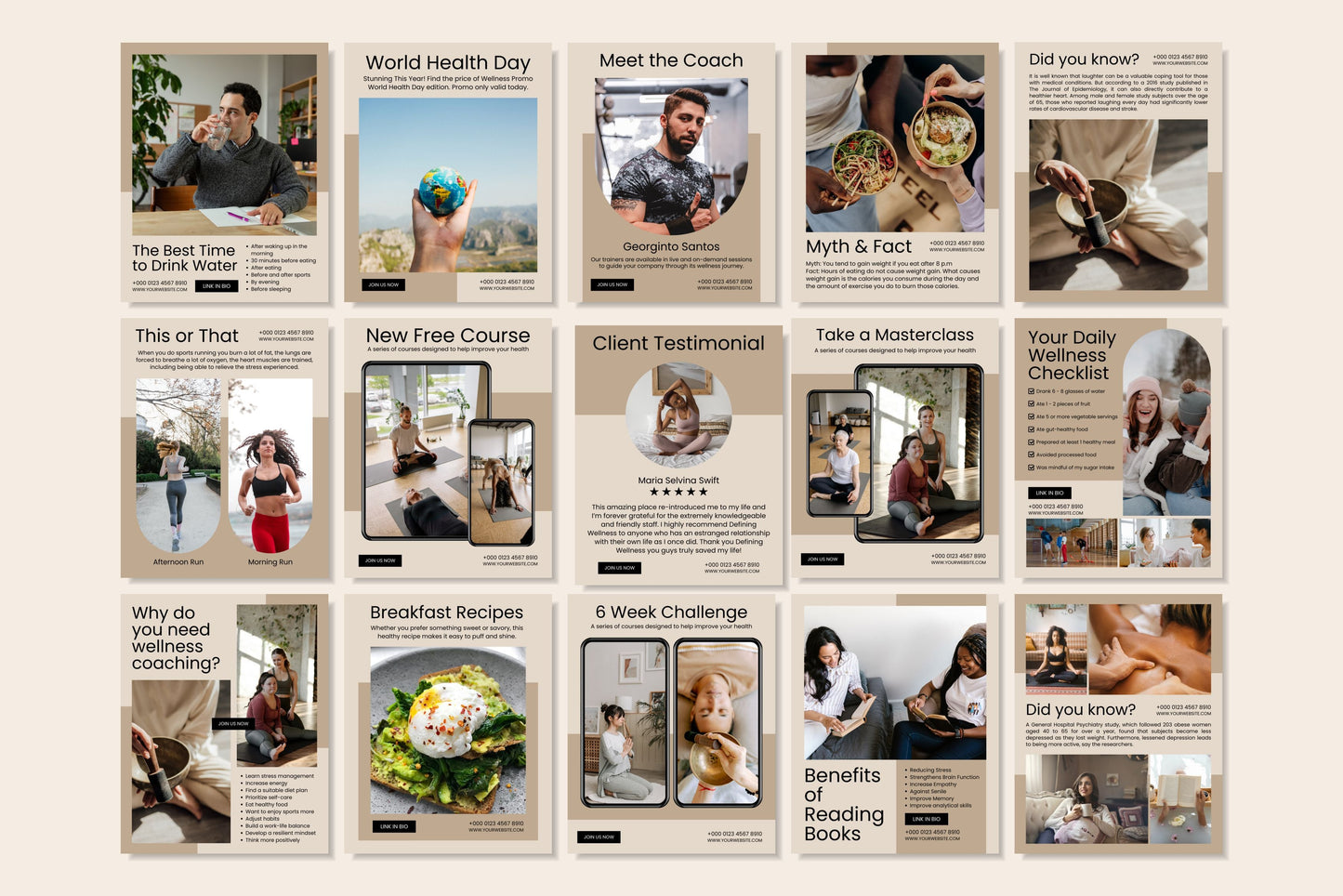 120+ Wellness Instagram Templates - Vol. 1