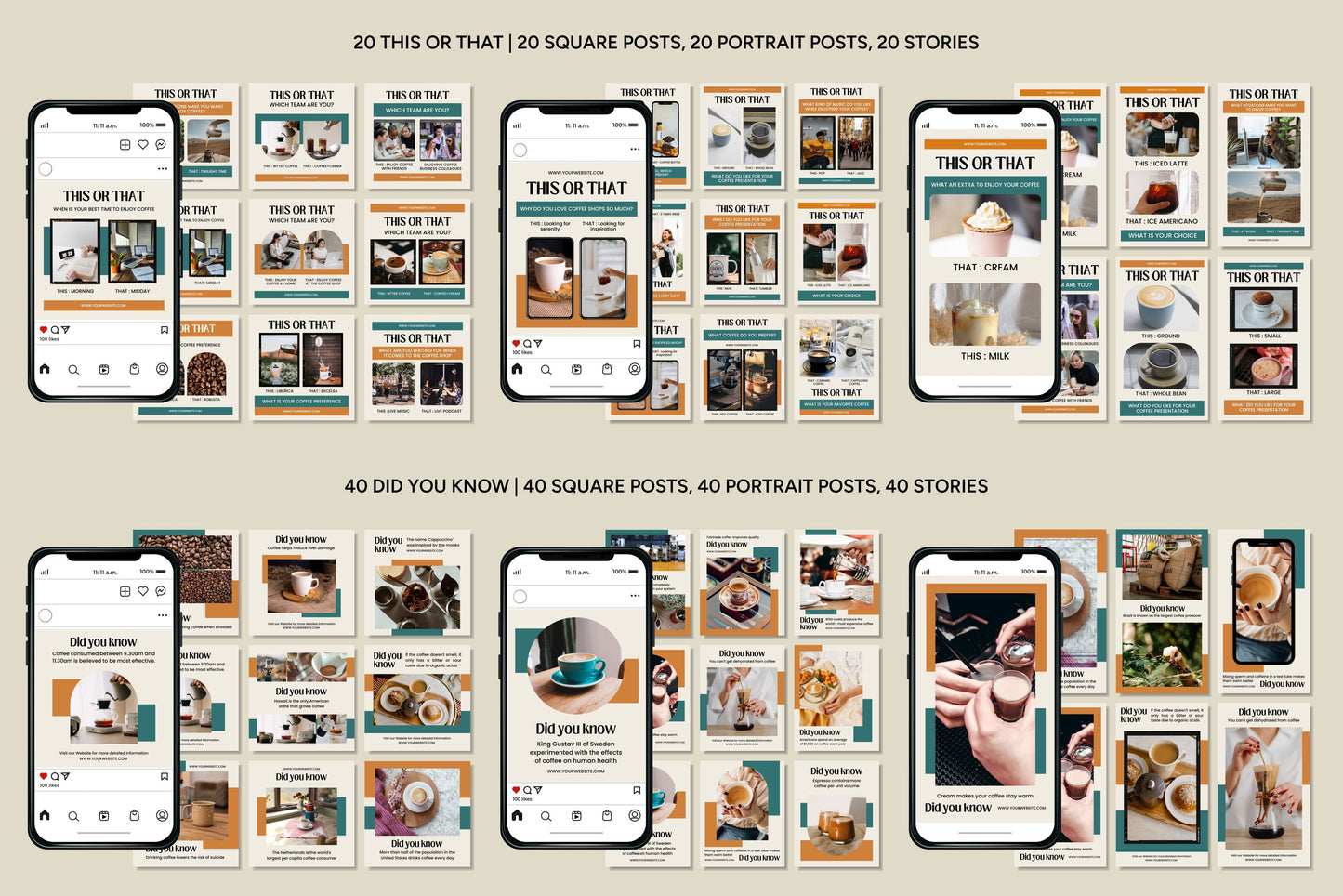 1200+ Coffee Shop Instagram Templates - Vol. 6