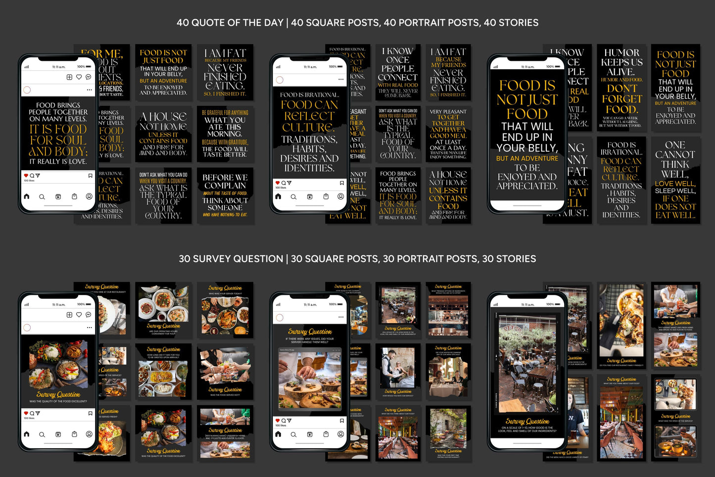 1200+ Restaurant Instagram Templates - Vol. 6