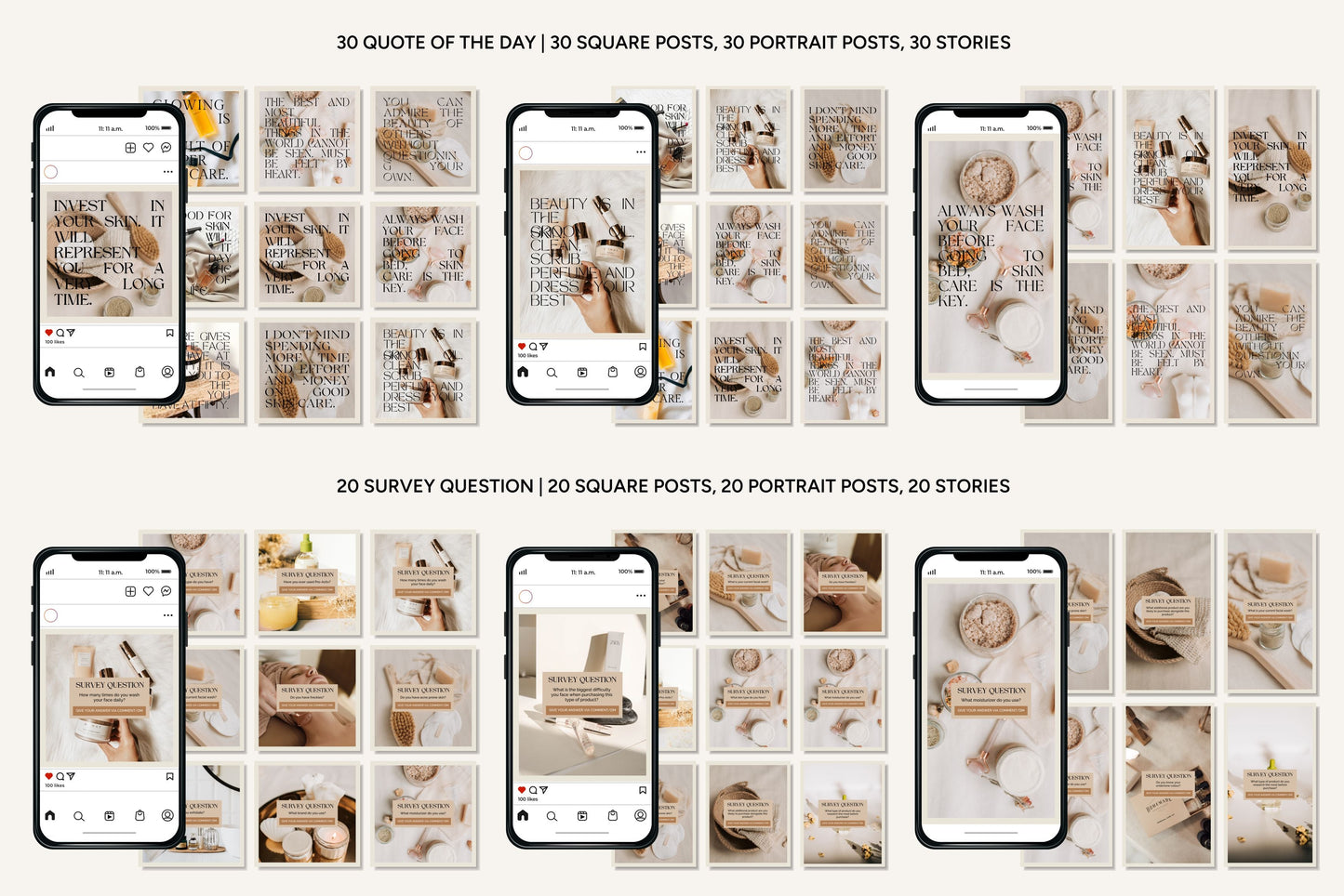 1200+ Skincare Instagram Templates - Vol. 8