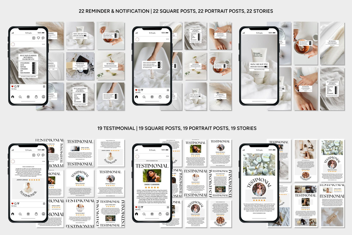 1200+ Skincare Instagram Templates - Vol. 7
