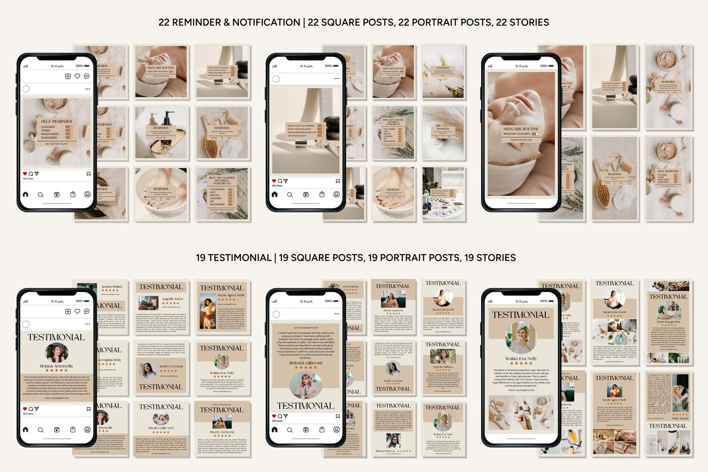 1200+ Skincare Instagram Templates - Vol. 8