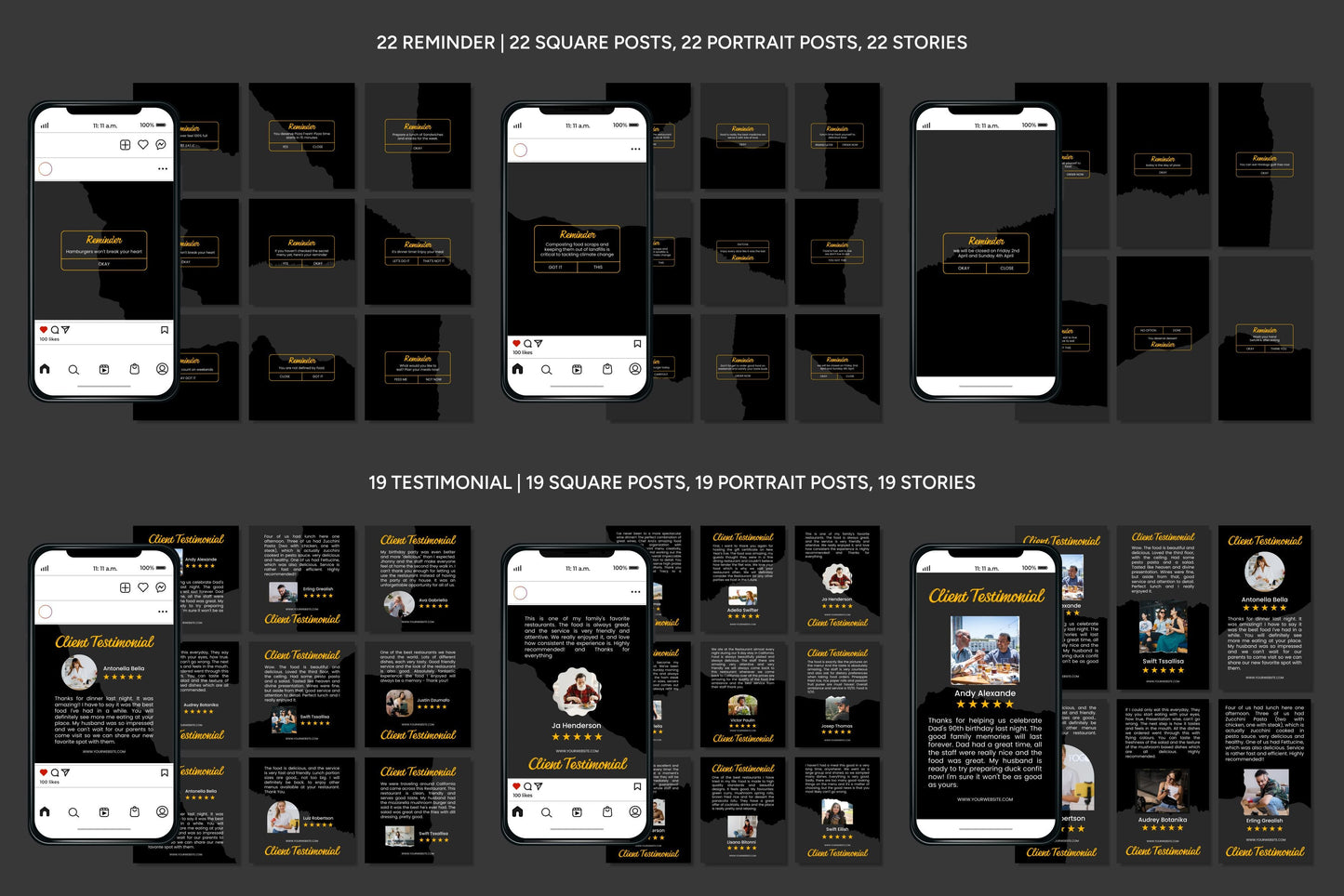 1200+ Restaurant Instagram Templates - Vol. 6