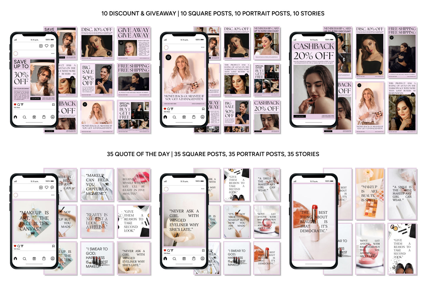 1200+ Makeup Instagram Templates - Vol. 7