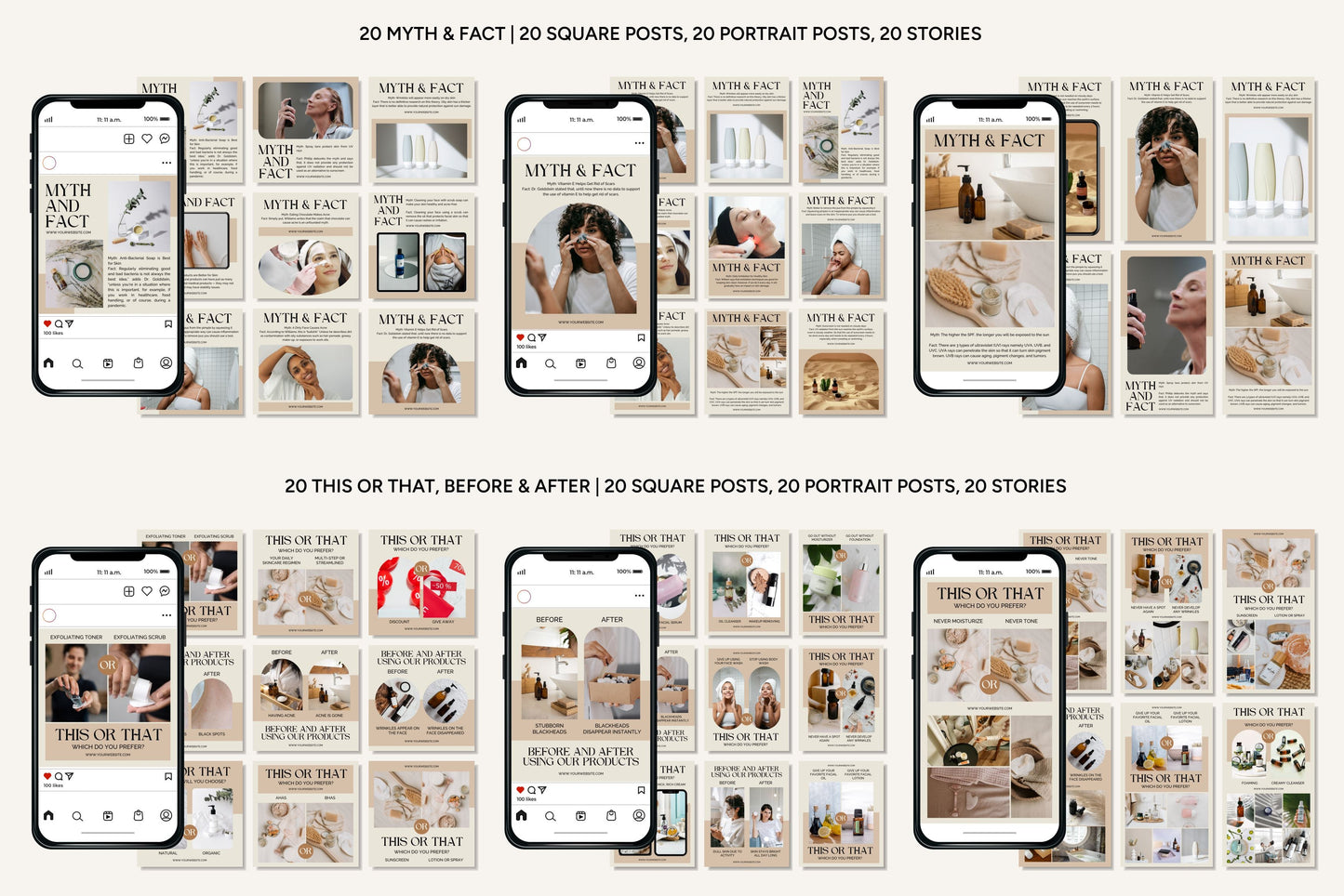 1200+ Skincare Instagram Templates - Vol. 8