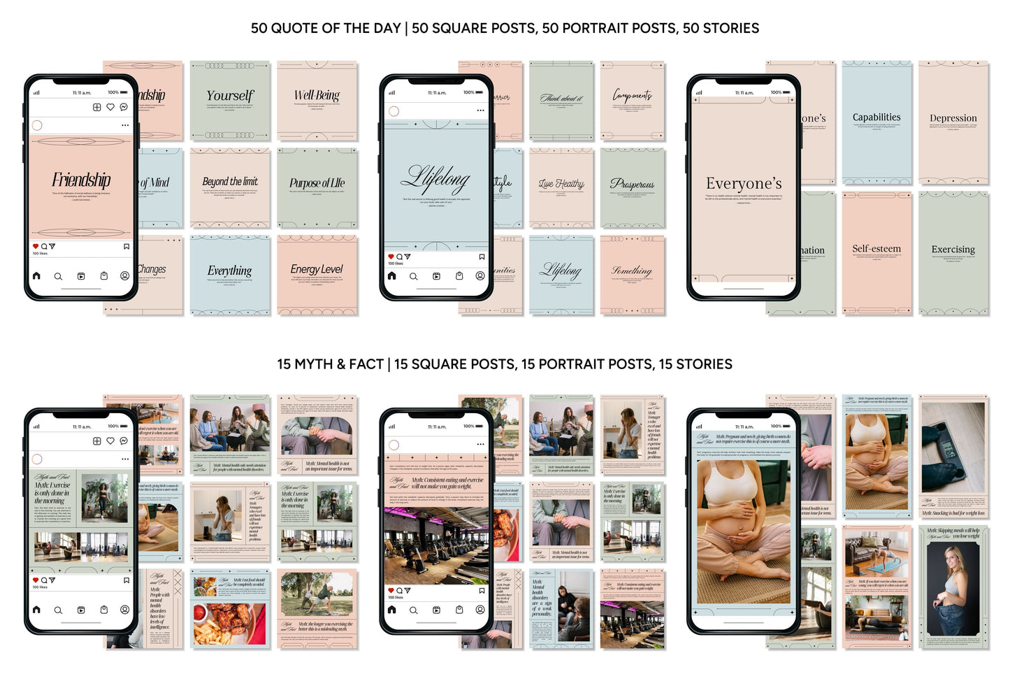 1200+ Wellness Instagram Templates - Vol. 7
