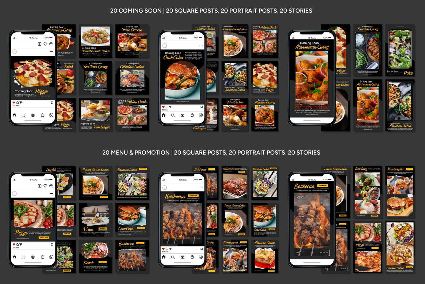 1200+ Restaurant Instagram Templates - Vol. 6
