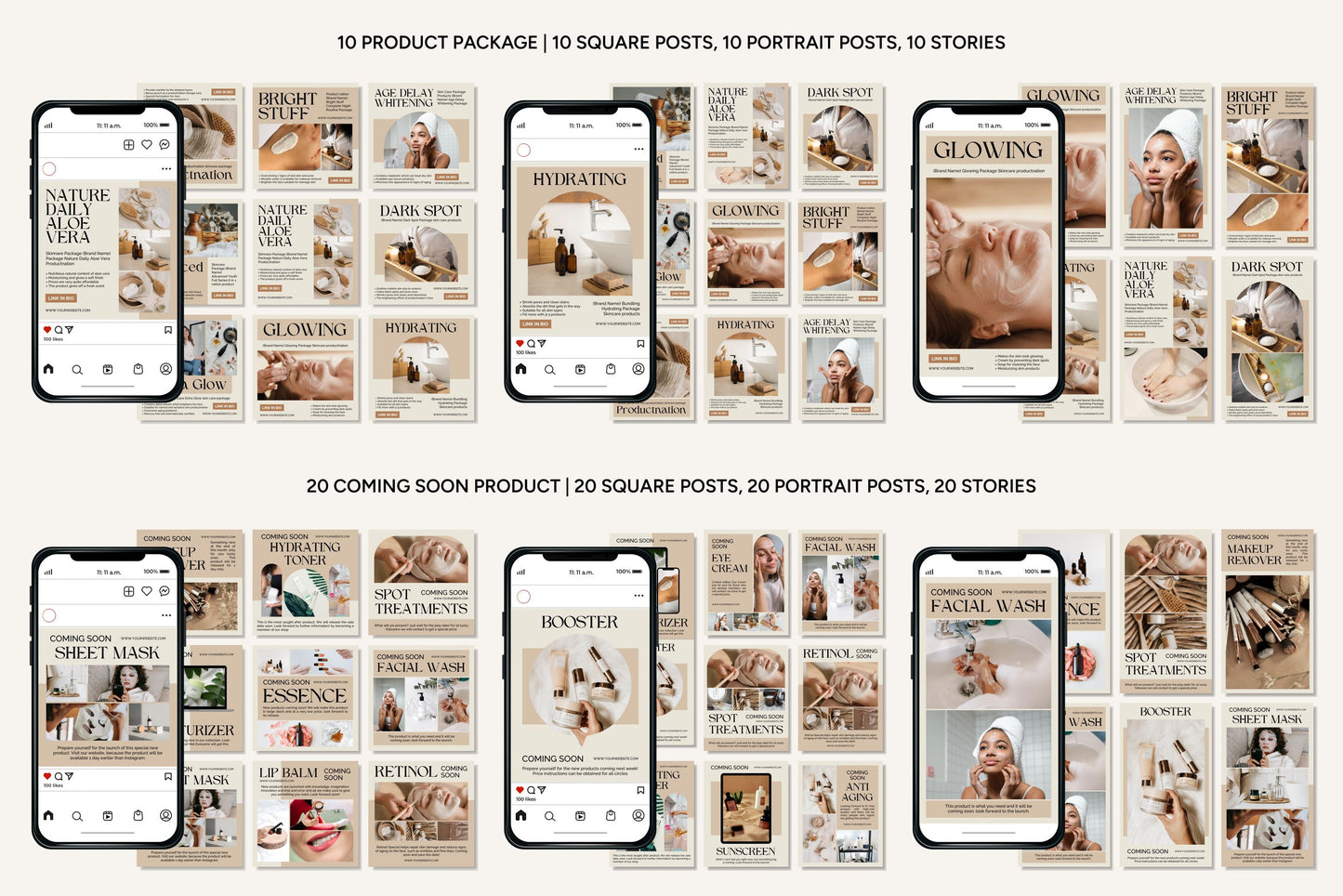 1200+ Skincare Instagram Templates - Vol. 8