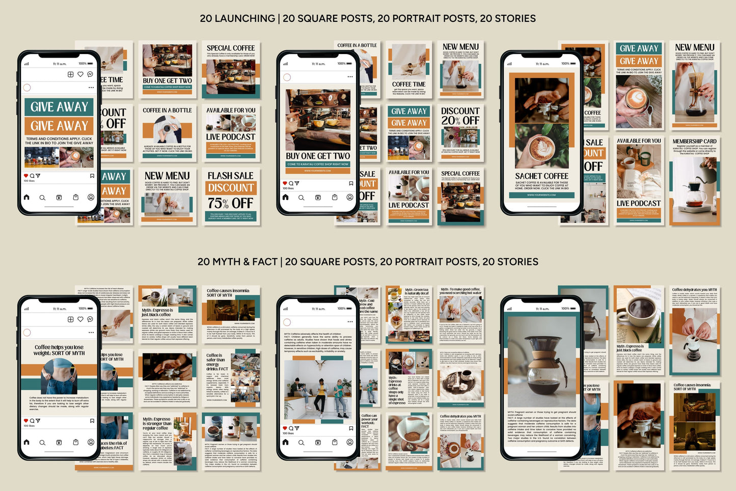 1200+ Coffee Shop Instagram Templates - Vol. 6