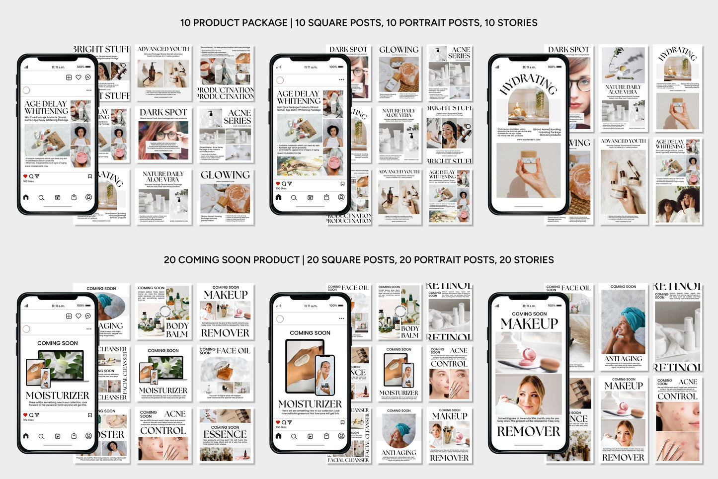 1200+ Skincare Instagram Templates - Vol. 7
