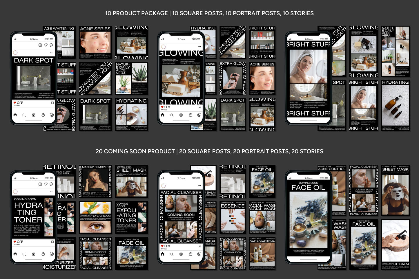 1200+ Skincare Instagram Templates - Vol. 6