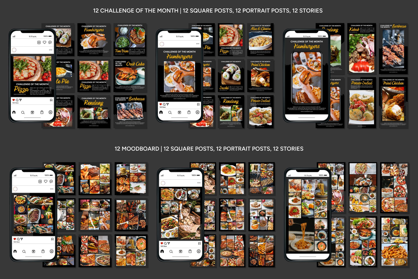 1200+ Restaurant Instagram Templates - Vol. 6