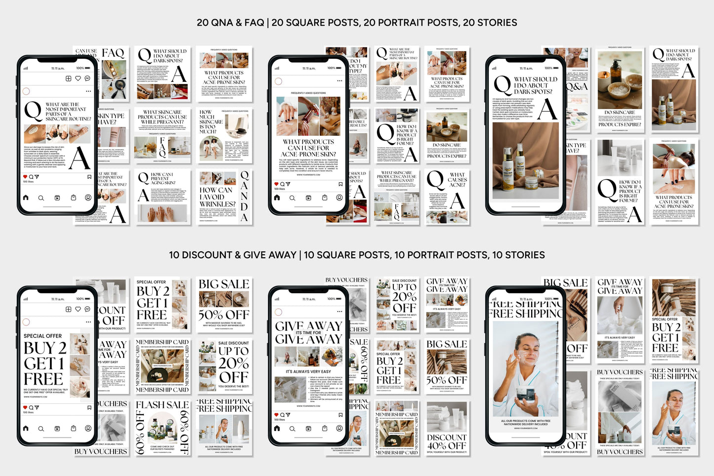 1200+ Skincare Instagram Templates - Vol. 7
