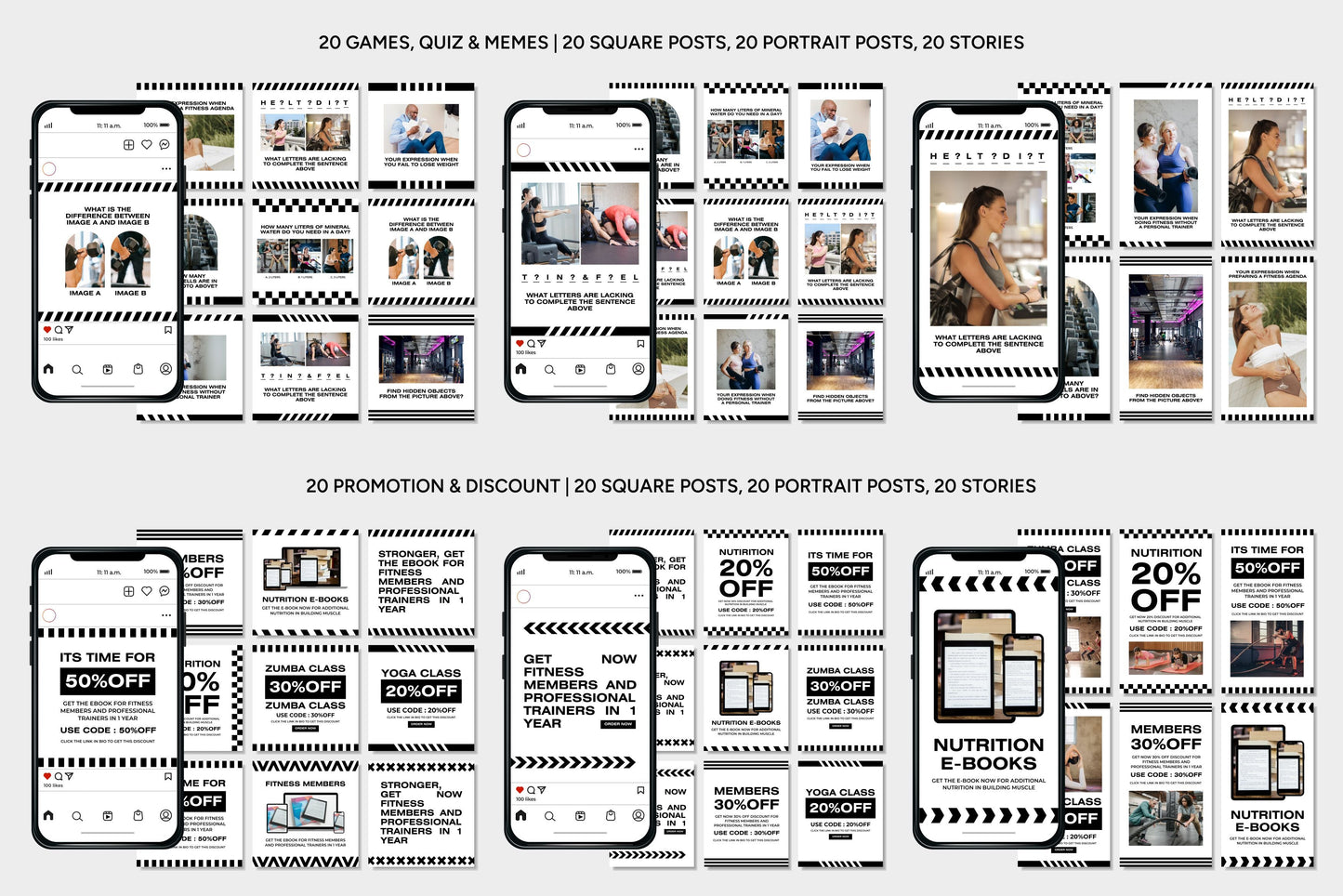1200+ Fitness Instagram Templates - Vol. 7