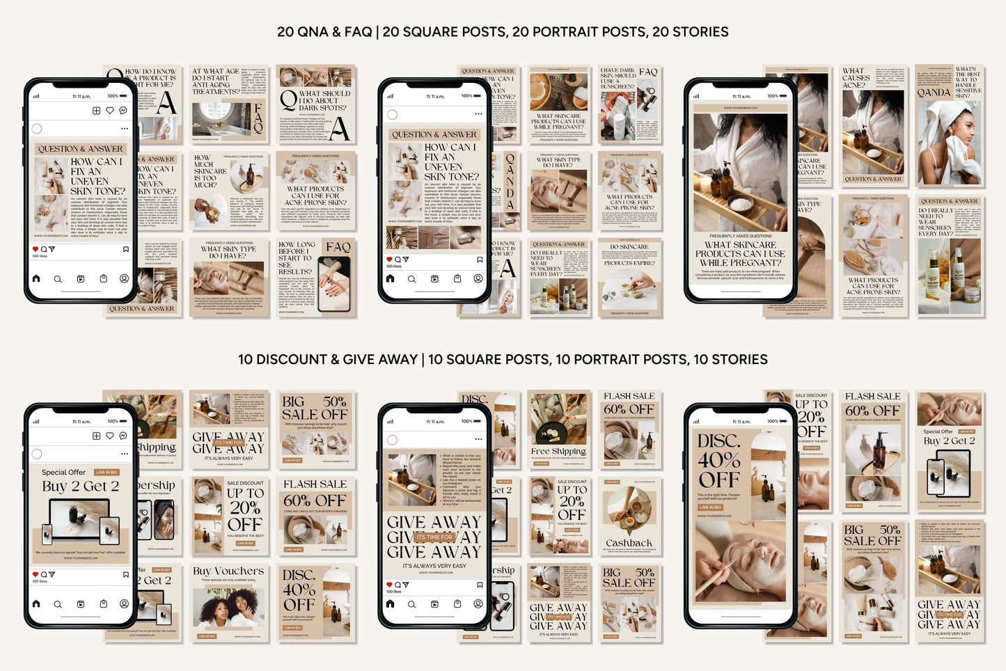 1200+ Skincare Instagram Templates - Vol. 8