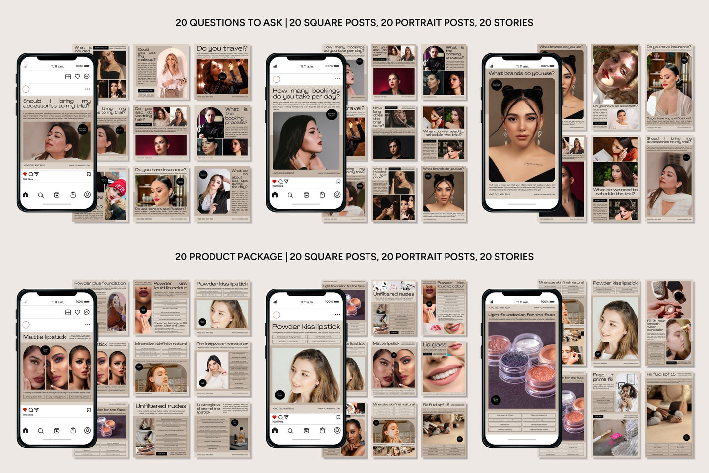 1200+ Makeup Instagram Templates - Vol. 8