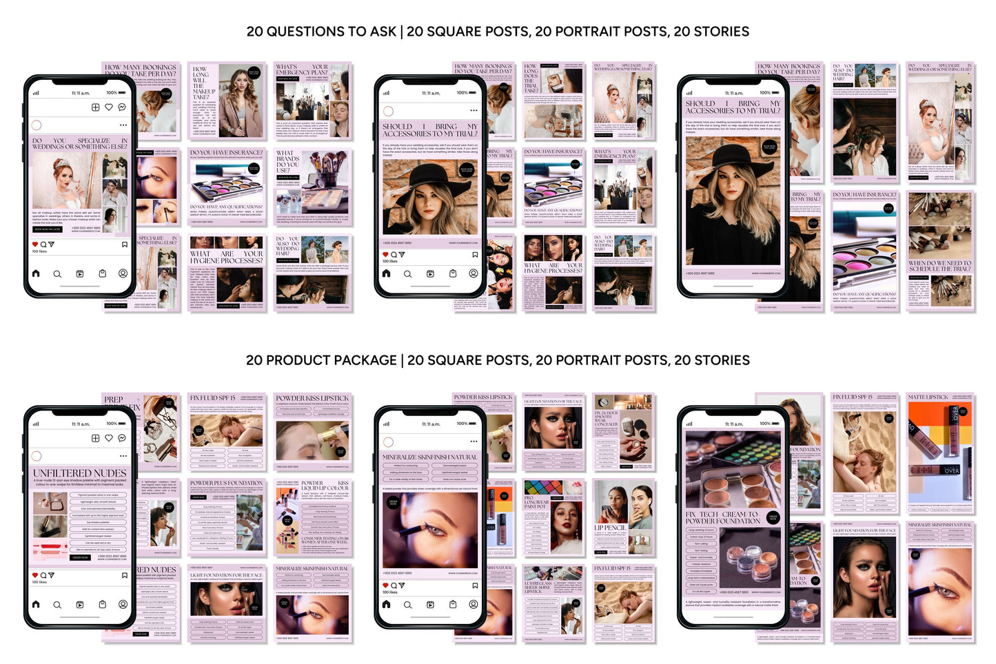 1200+ Makeup Instagram Templates - Vol. 7