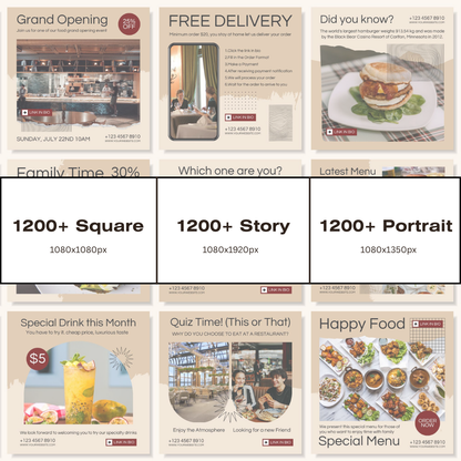 3600+ Restaurant Instagram Templates (PLR/MRR)