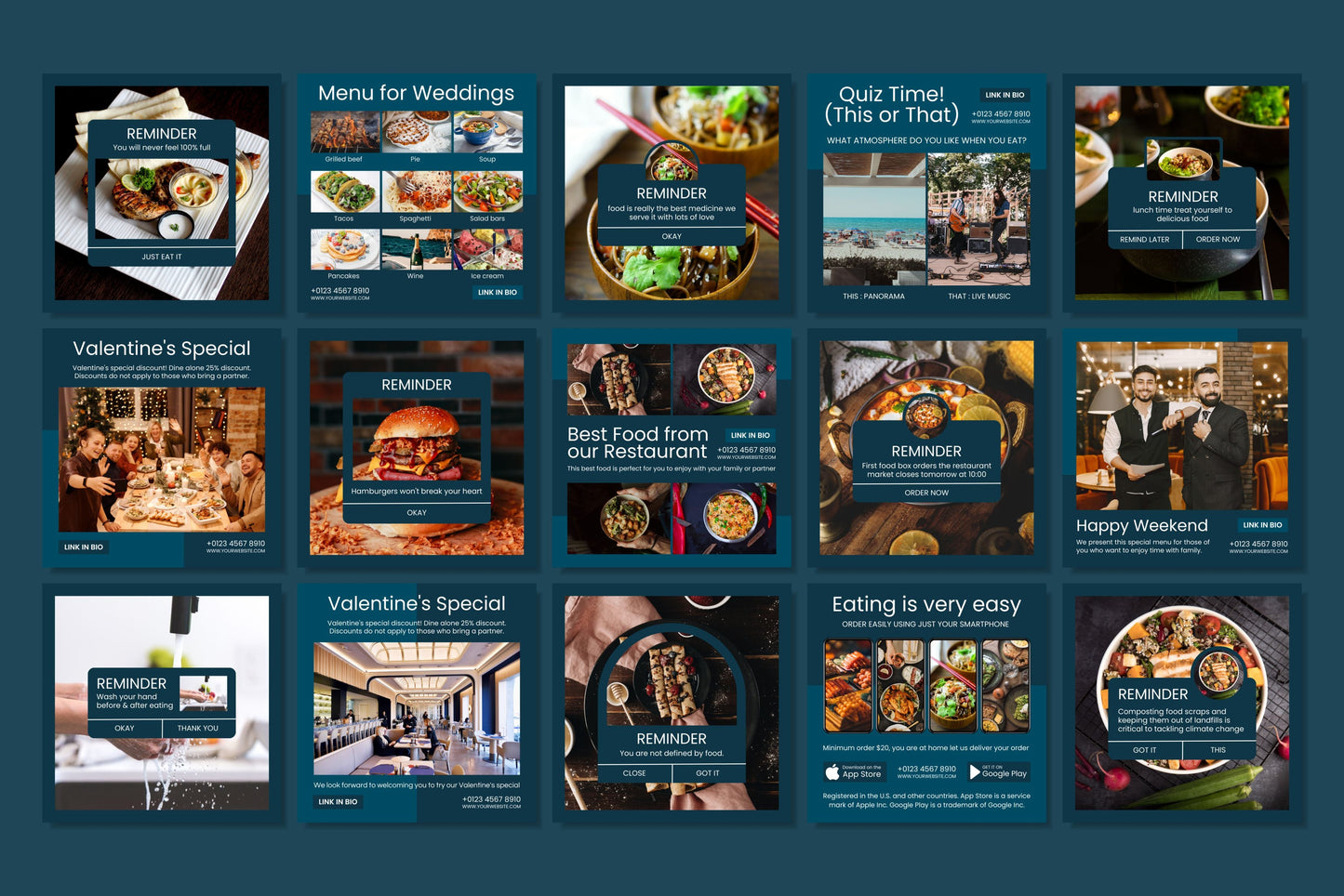 120+ Restaurant Instagram Templates - Vol. 4
