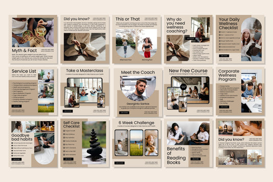 120+ Wellness Instagram Templates - Vol. 1