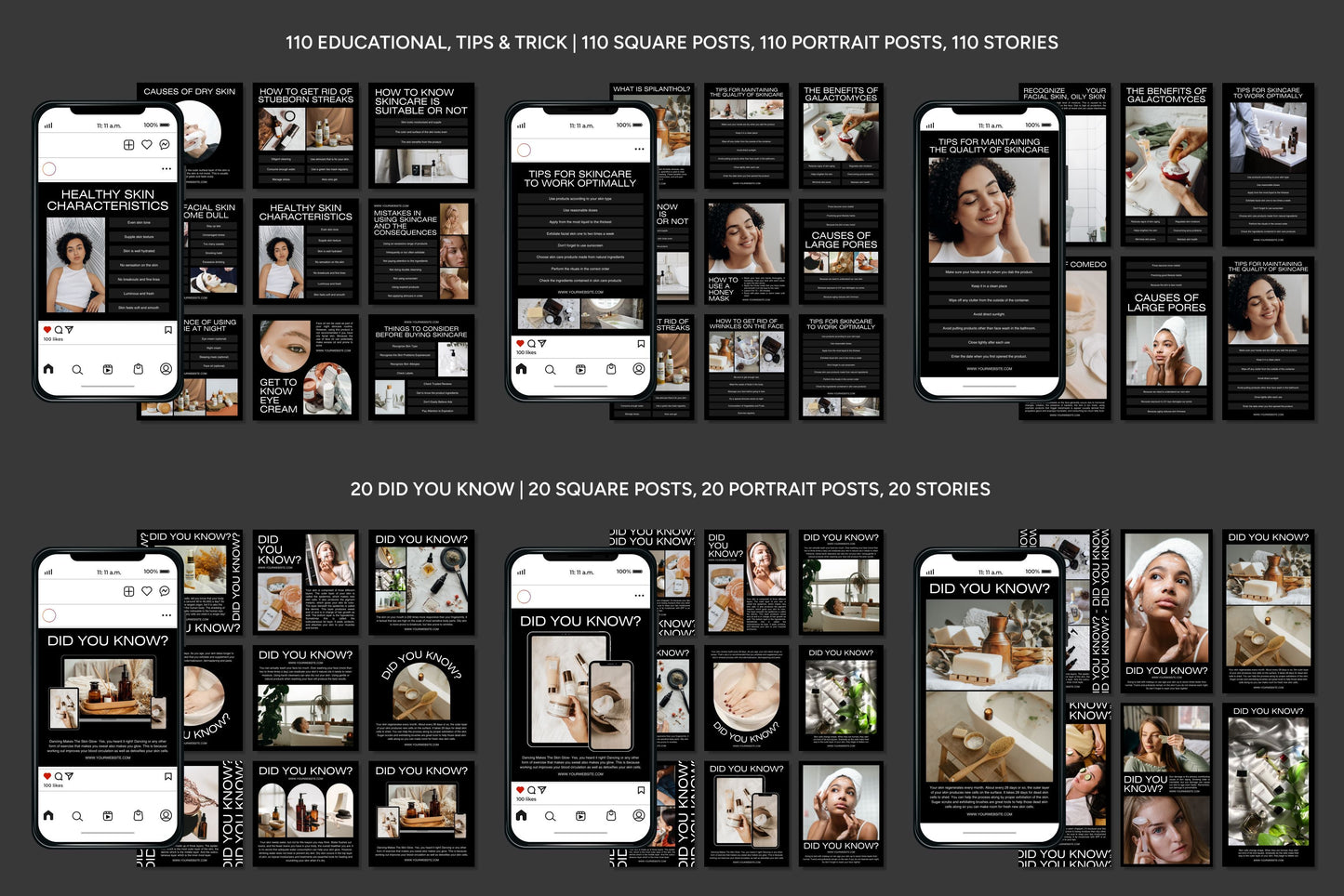 1200+ Skincare Instagram Templates - Vol. 6