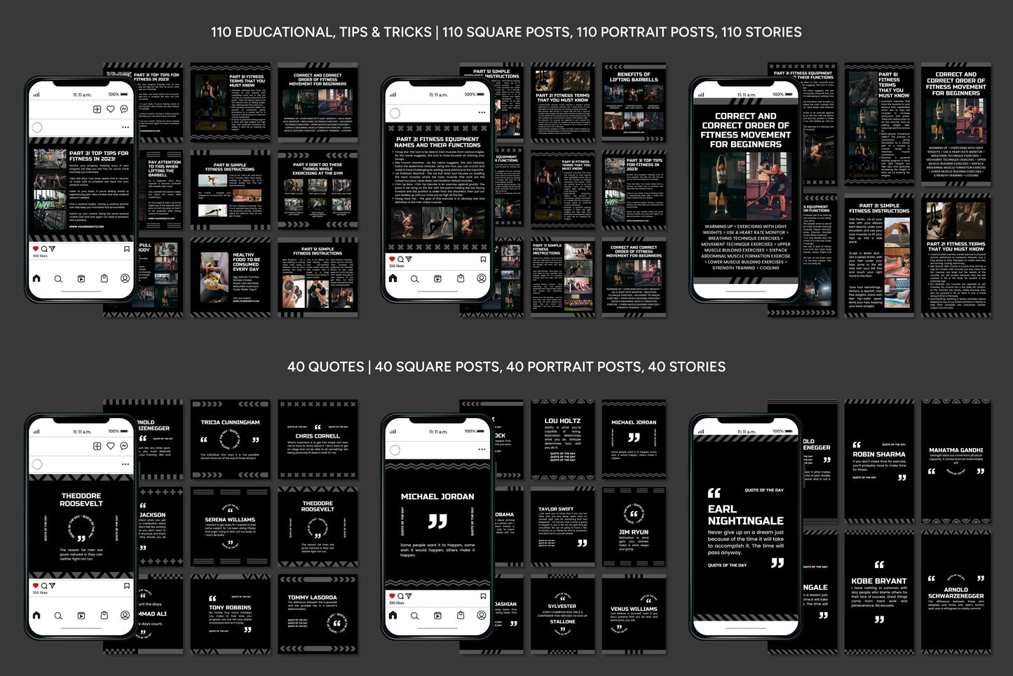 1200+ Fitness Instagram Templates - Vol. 6