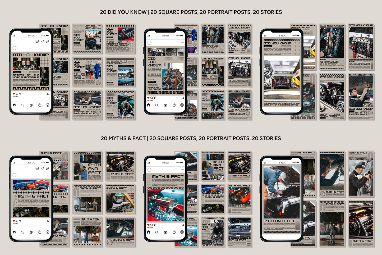 120+ Automotive Instagram Templates -  Vol. 1