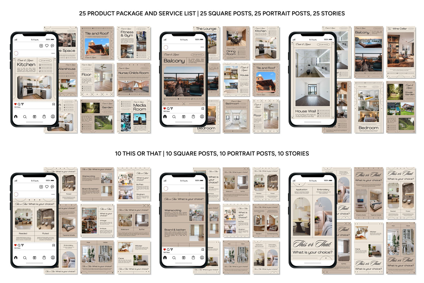 1200+ Interior Design Instagram Templates - Vol. 7
