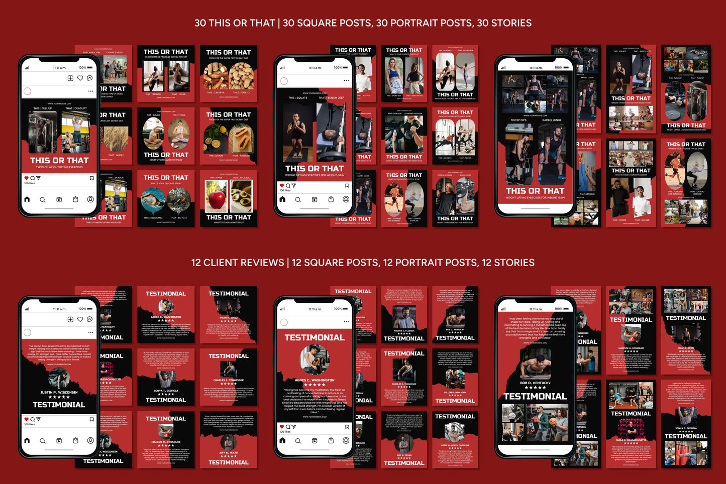 1200+ Fitness Instagram Templates - Vol. 8