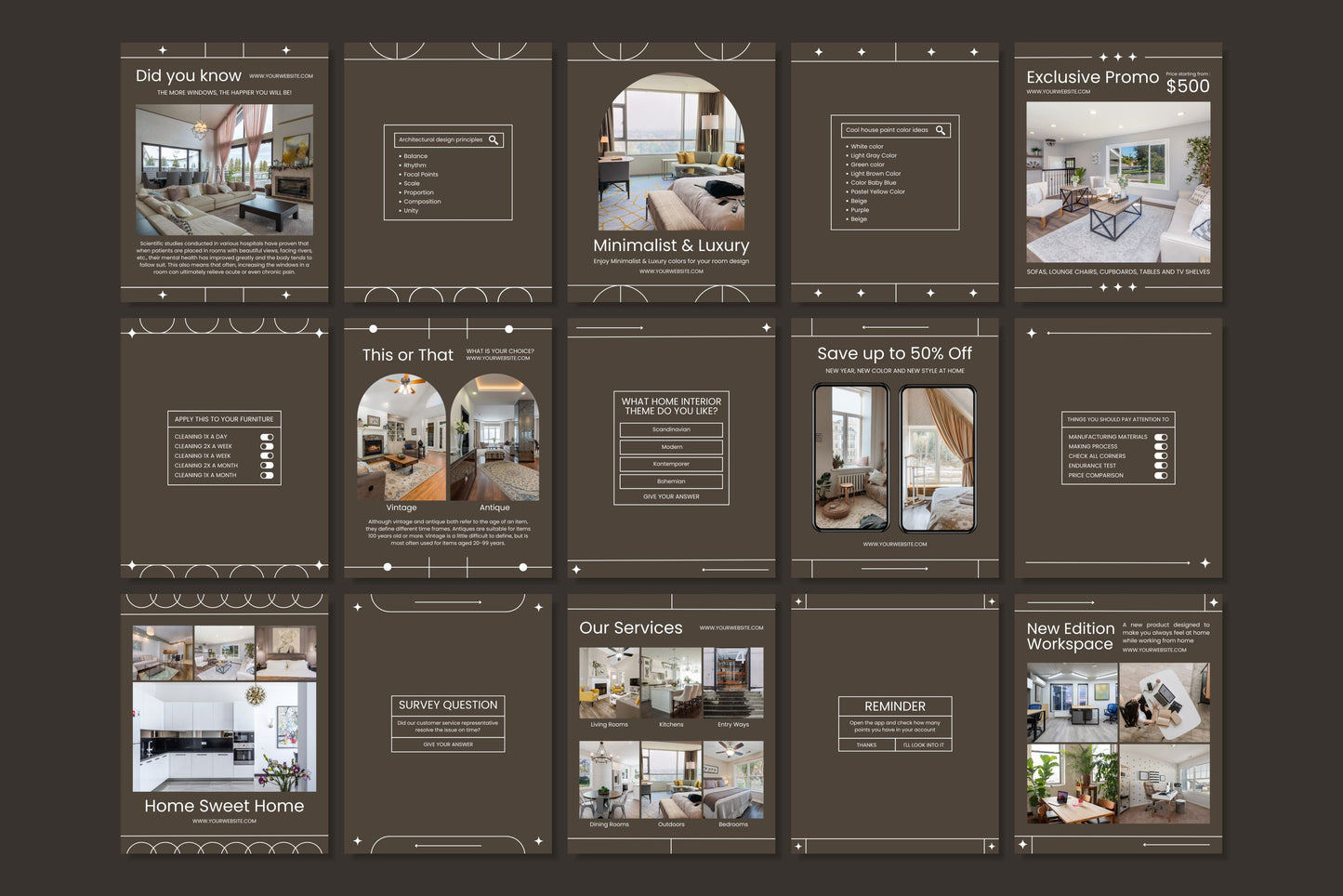 120+ Interior Design Instagram Templates - Vol. 4