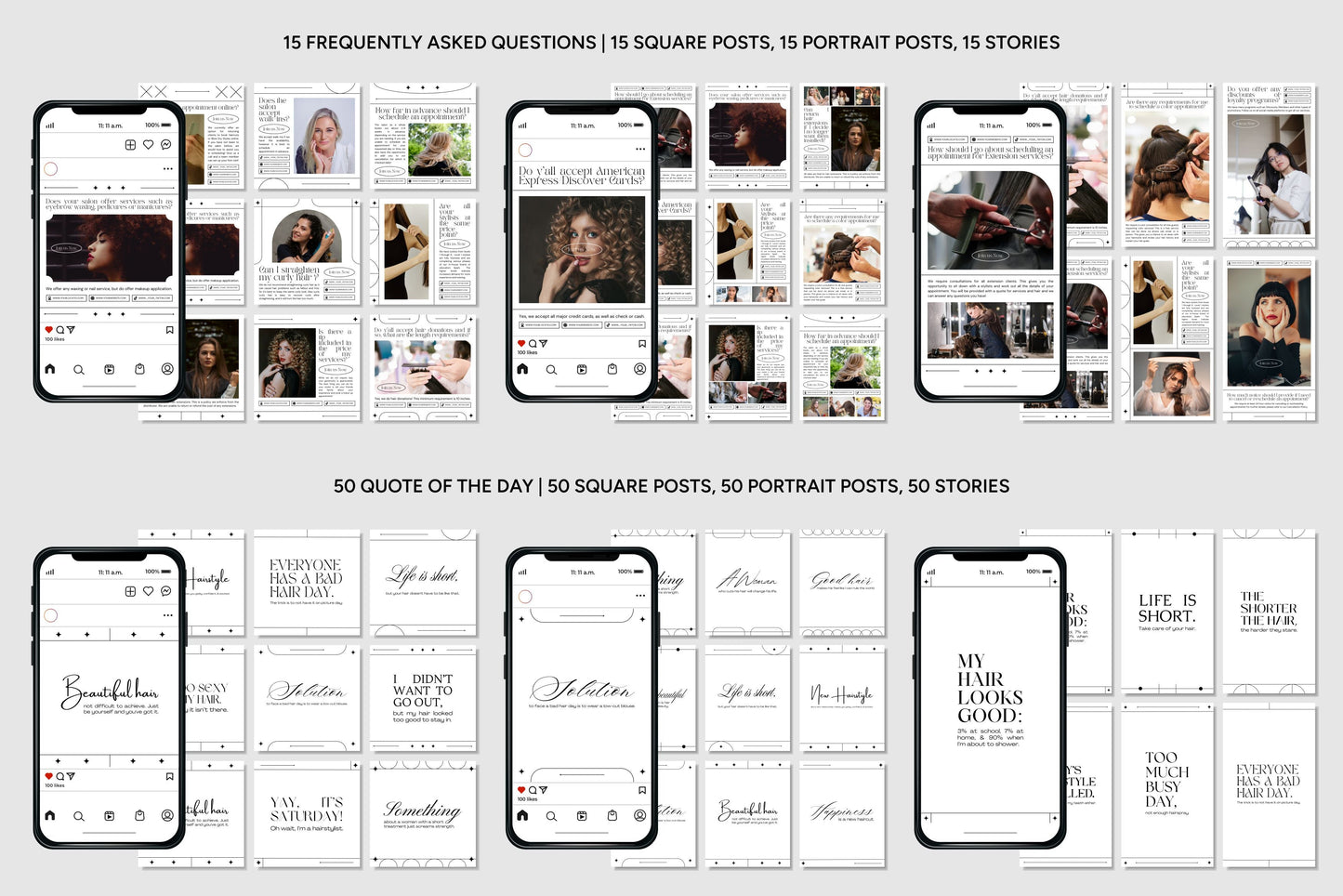 1200+ Hairstylist Instagram Templates - Vol. 7