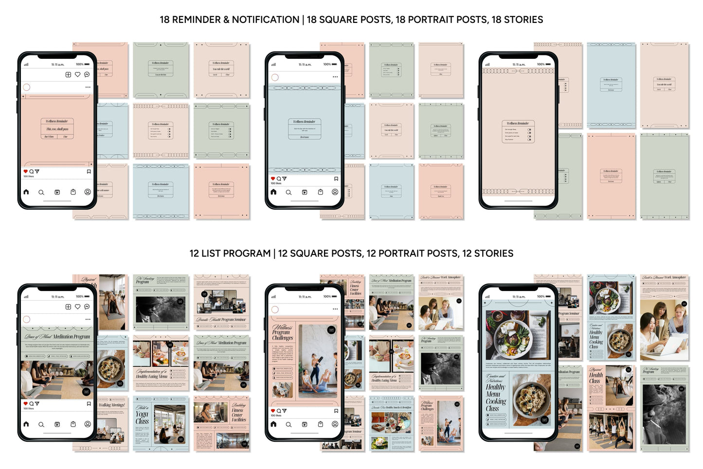 1200+ Wellness Instagram Templates - Vol. 7