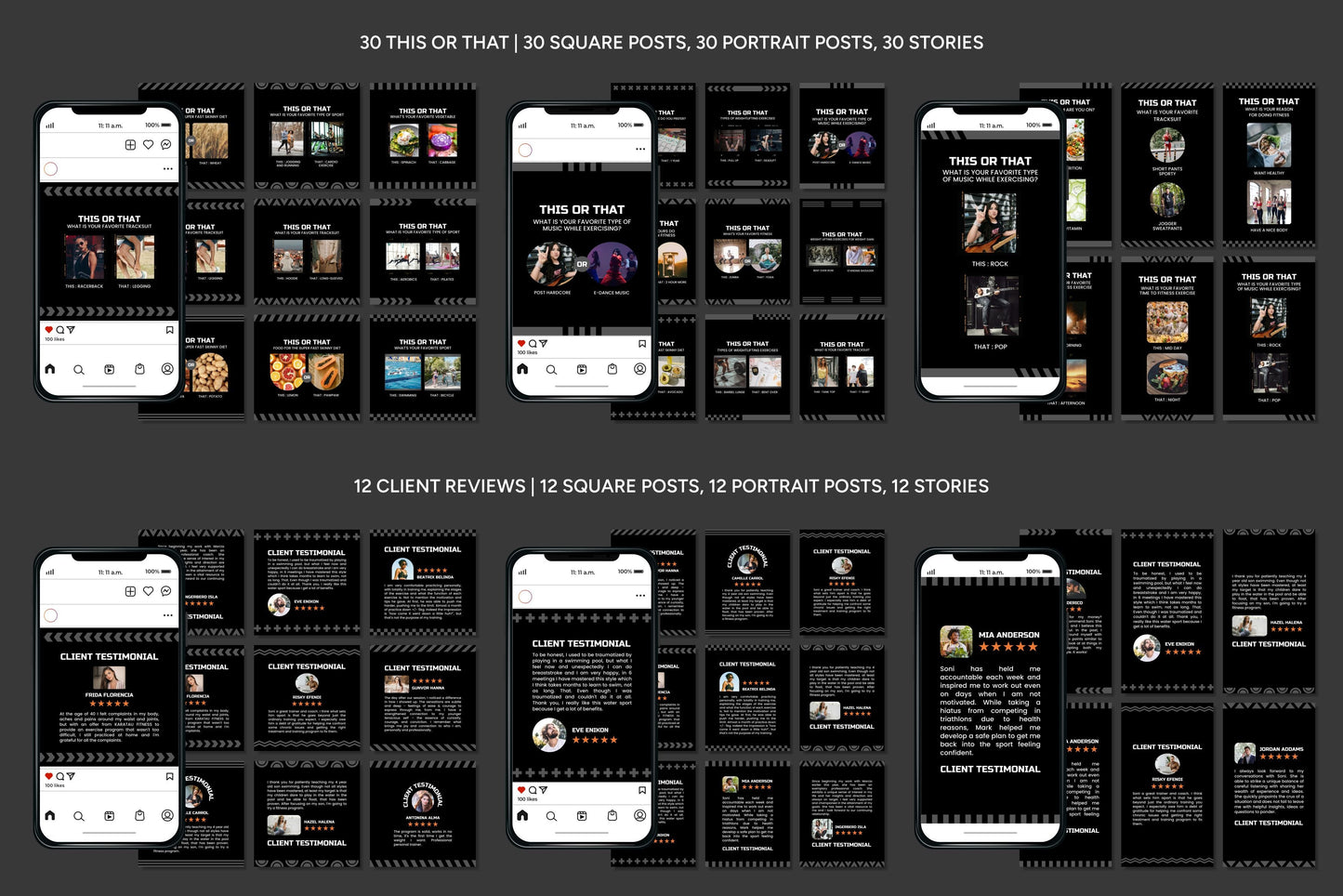 1200+ Fitness Instagram Templates - Vol. 6