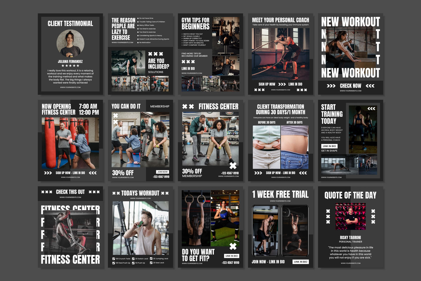 120+ Fitness Instagram Templates - Vol. 1
