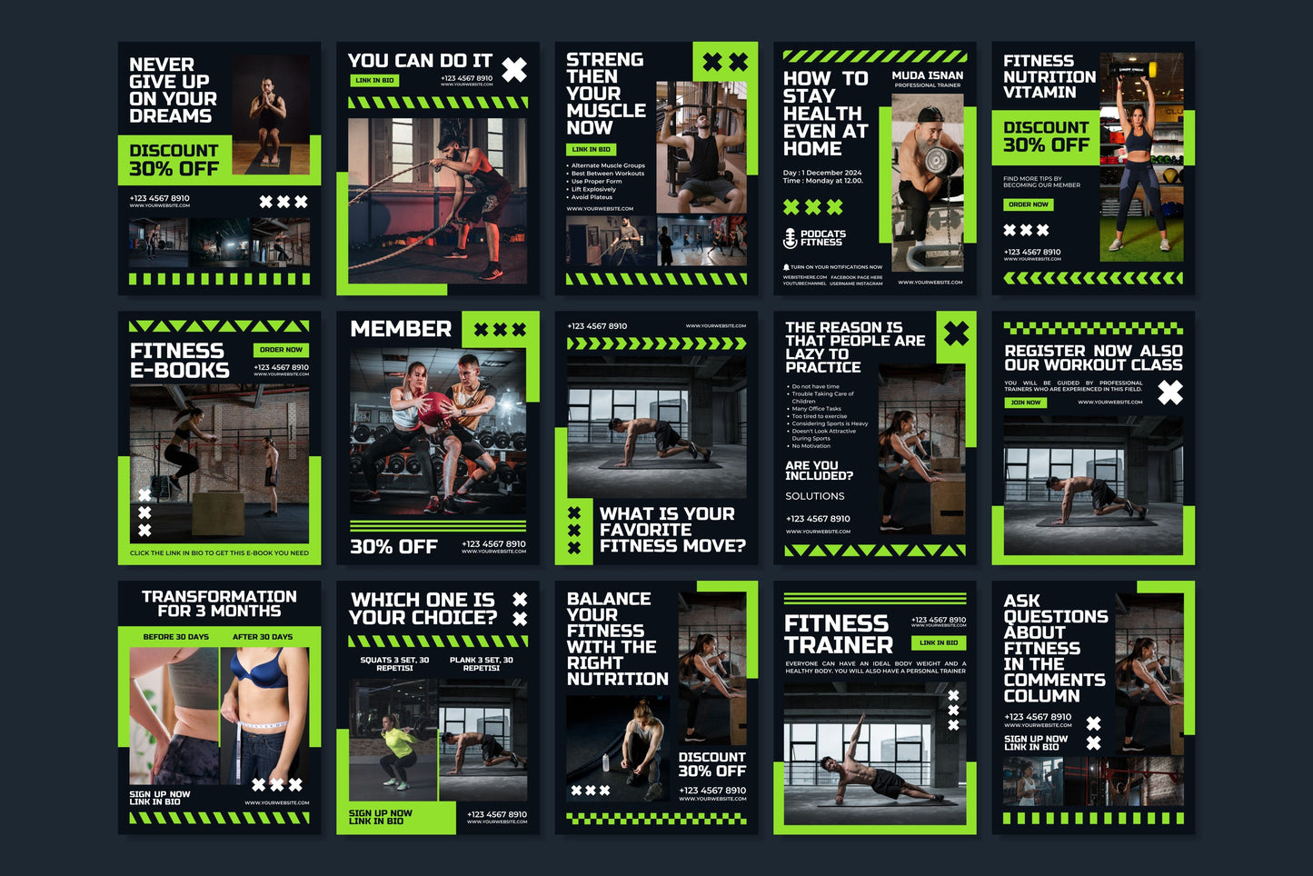 120+ Fitness Instagram Templates - Vol. 5