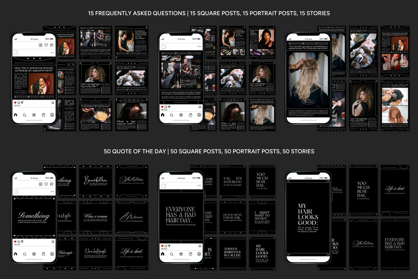 1200+ Hairstylist Instagram Templates - Vol. 6