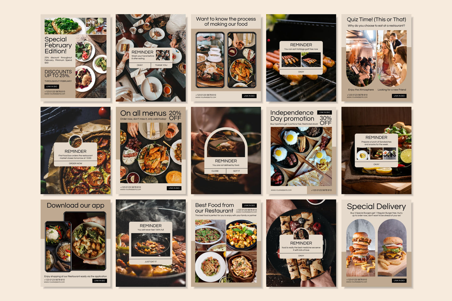120+ Restaurant Instagram Templates - Vol. 5