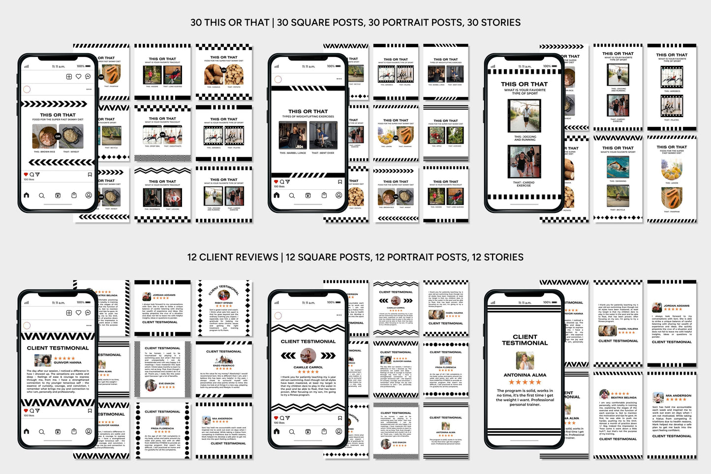 1200+ Fitness Instagram Templates - Vol. 7