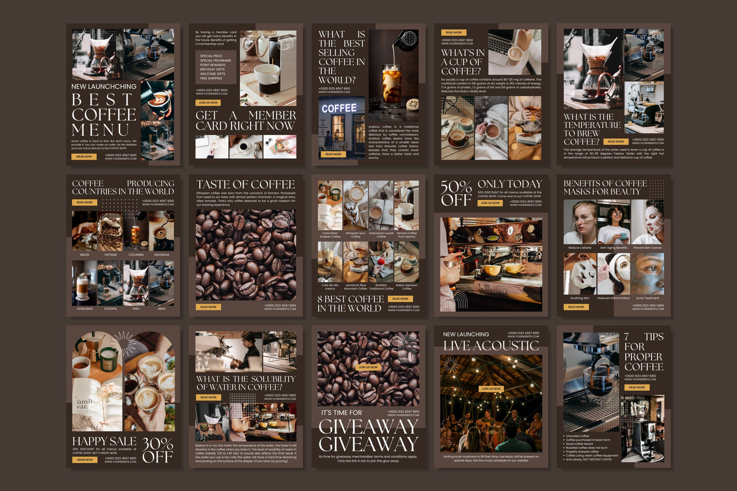 120+ Coffee Shop Instagram Templates - Vol. 1