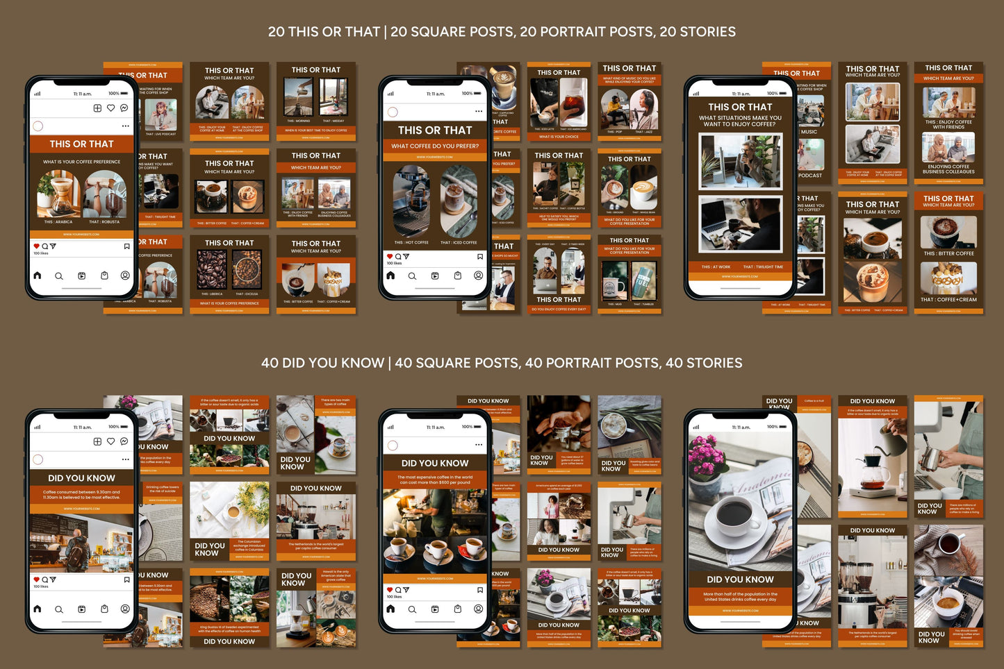1200+ Coffee Shop Instagram Templates - Vol. 7