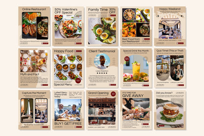 120+ Restaurant Instagram Templates - Vol. 1