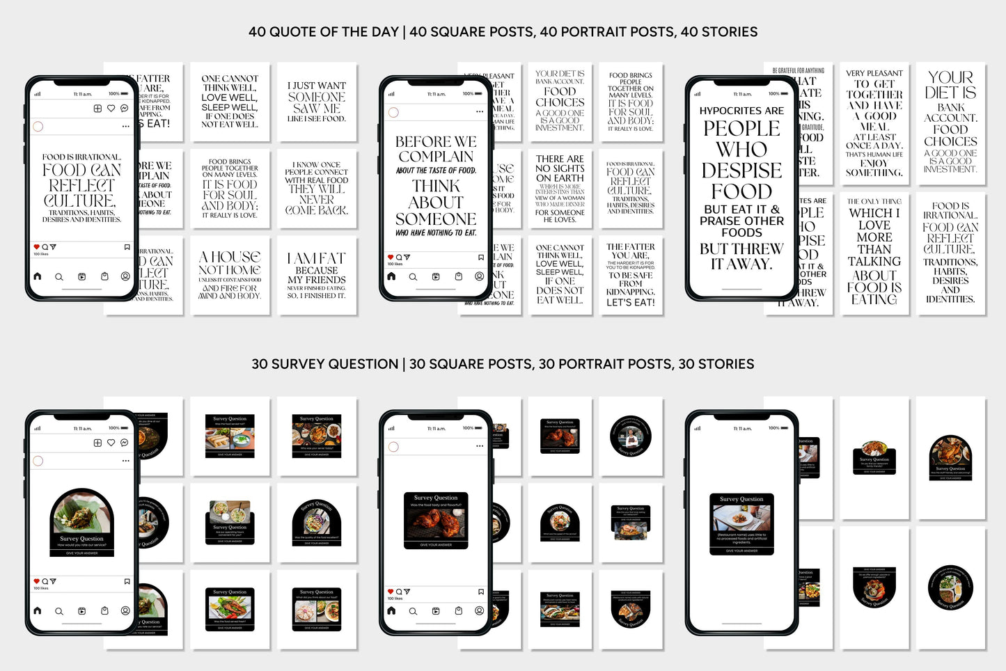 1200+ Restaurant Instagram Templates - Vol. 7