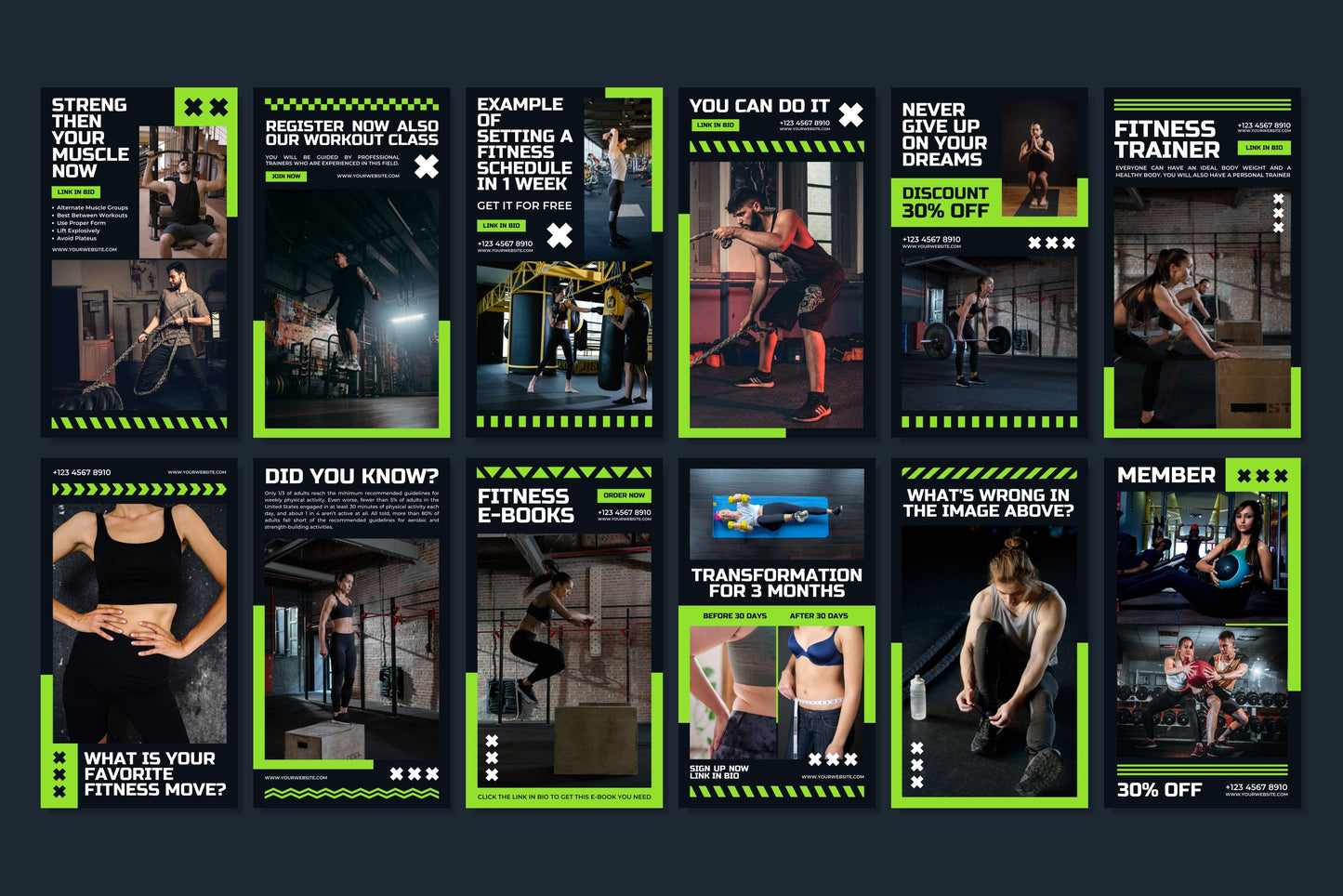 120+ Fitness Instagram Templates - Vol. 5
