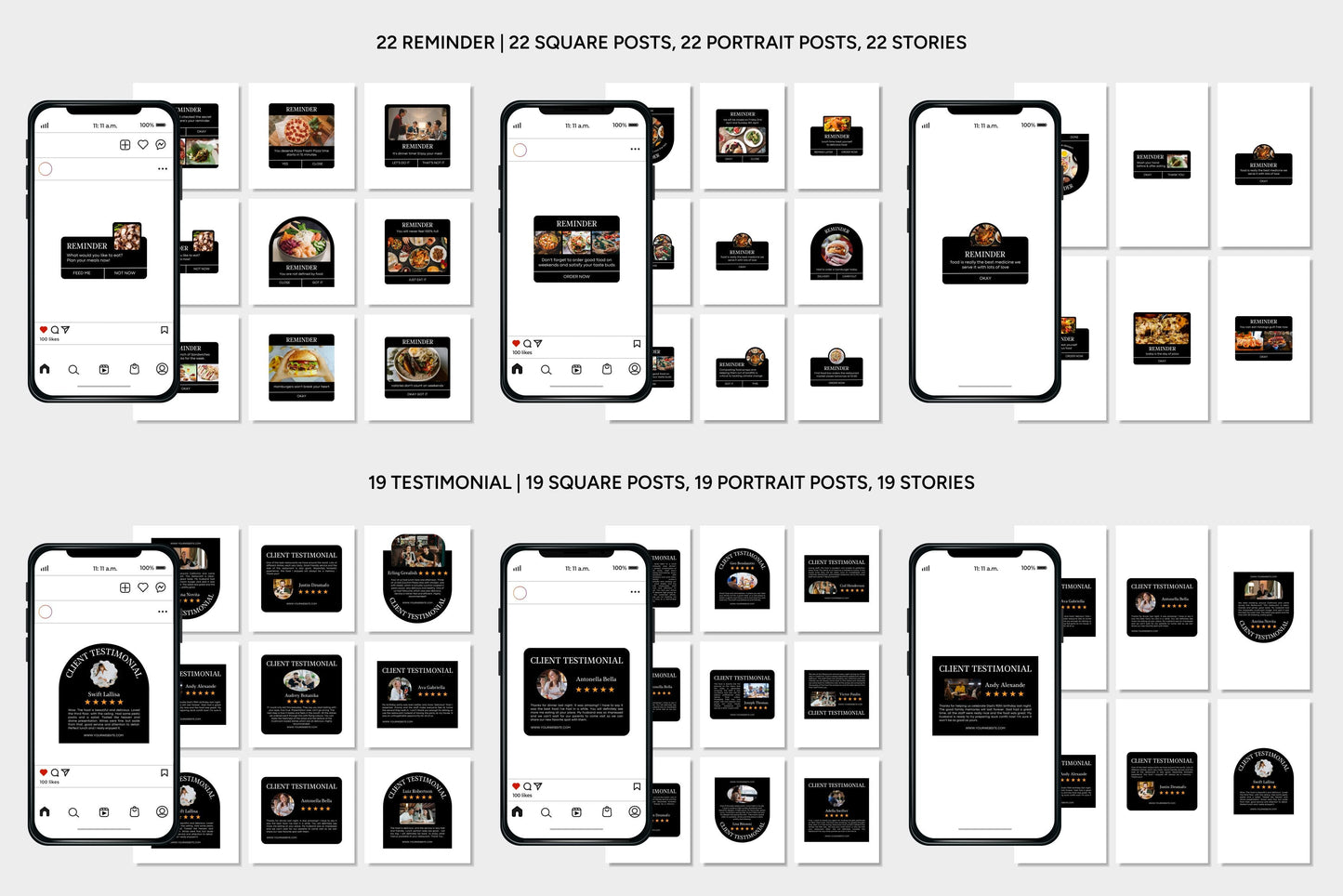 1200+ Restaurant Instagram Templates - Vol. 7